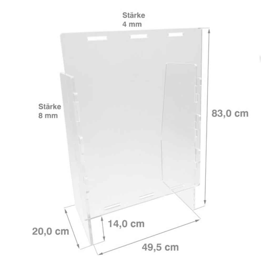 Mobile Acrylglasscheibe - intelligentes Stecksystem - variabel - mit Durchreiche