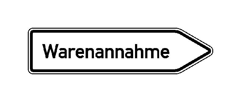 Verkehrszeichen - StVO - Wegweiser nach rechts- oder linksweisend - Text: Warenannahme