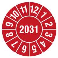Prüfplaketten Jahresfarbe Rot 2031