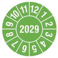 Prüfplaketten Jahresfarbe Grün 2029