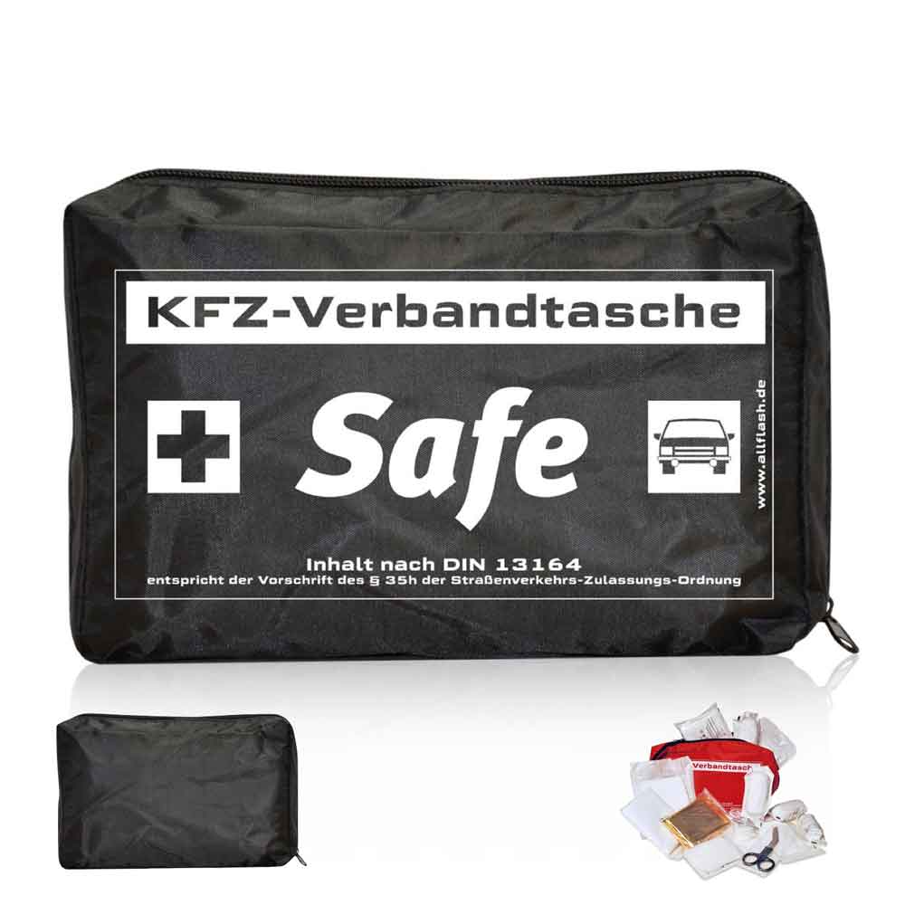 60-50-110-0-00-01-020-kfz-verbandstasche-schwarz-03d9ef KFZ-Verbandtasche - SAFE Mit STANDARDMOTIV - 3 Farben