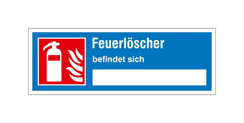 Brandschutz-Hinweisschild - Feuerlöscher befindet sich ...