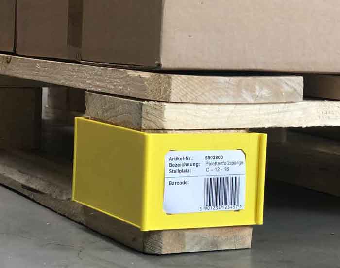 Palettenkennzeichjnung mit einem Seitenfuß