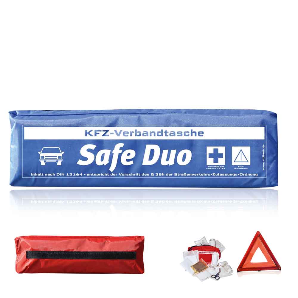 KFZ-Verbandtasche - SAFE DUO MIT STANDARDMOTIV - 3 Farben