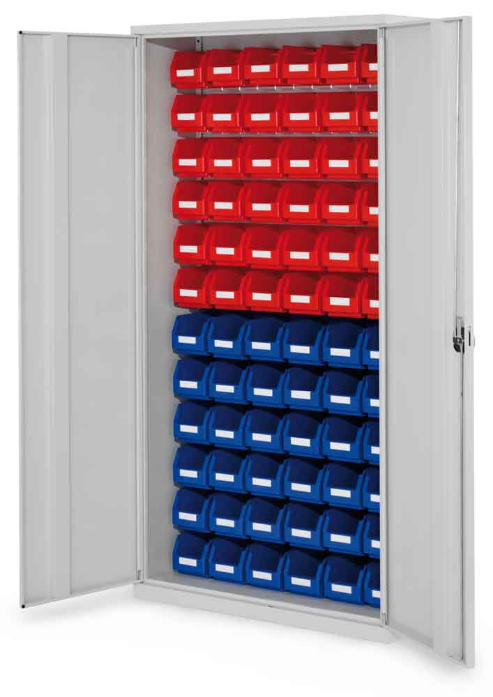 12-62-00-05-10-01-090-rasterplan-schlitzplattenschrank-modell-54-b78e02 RasterPlan® - Schlitzplattenschrank Modell 54 - bestückt mit Lagersichtkästen - Türen wählbar