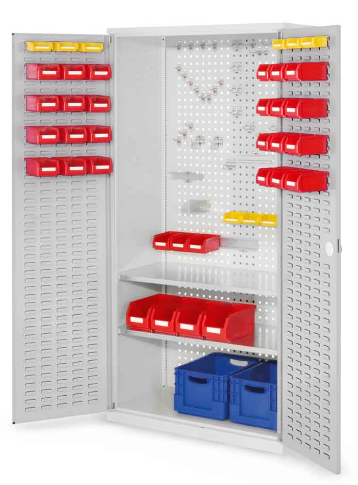 RasterPlan® - Werkzeugschrank - mit Schlitzplattentüren - Tiefe 500 mm - 2 Fachböden