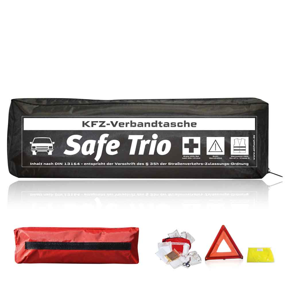 KFZ-Verbandtasche - SAFE TRIO MIT STANDARDMOTIV - 3 Farben