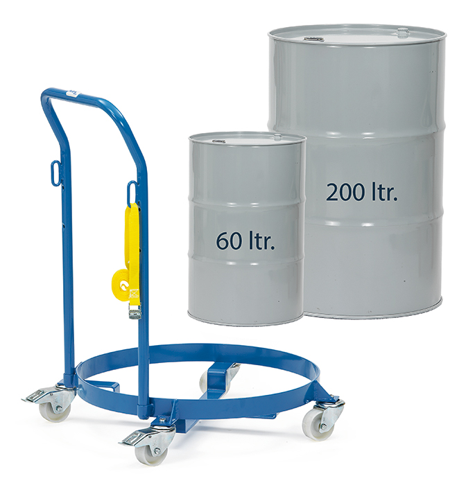 Fassroller mit Rohrschiebebügel - für Fässer mit 60 und 200 Liter Inhalt - Gesamthöhe 914 mm - Tragkraft 250 kg