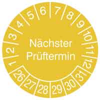 Prufplakette mit Jahresring Monatsring Prüftermin 2026