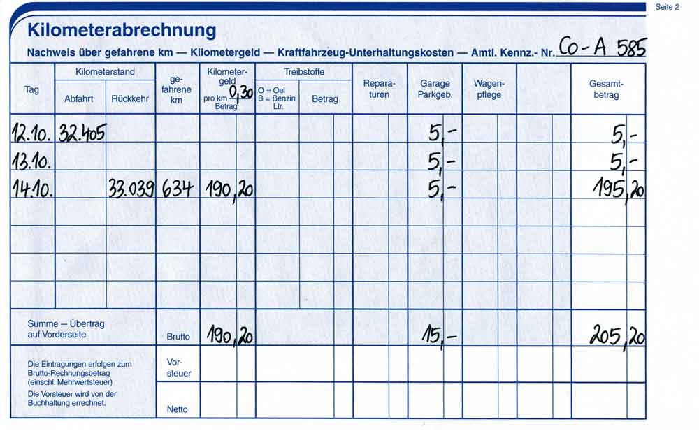 Belegtasche - für die Reisekostenabrechnung