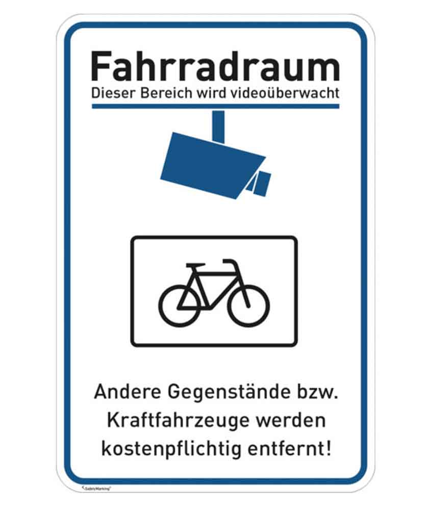 Videoüberwachung - Hinweisschild zur Grundbesitzkennzeichnung Fahrradraum - 2 Ausführungen Videoüberwachung - Hinweisschild zur Grundbesitzkennzeichnung Fahrradraum - 2 Ausführungen