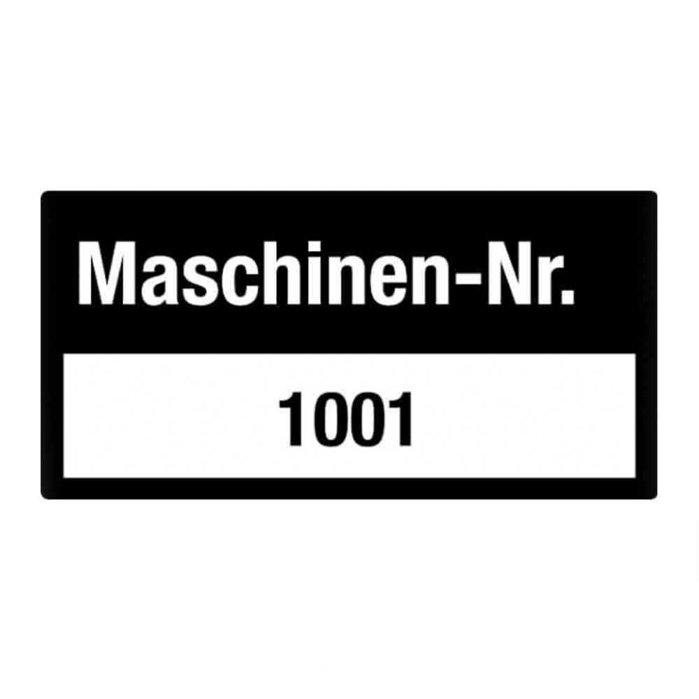 Inventar-Etikett - Maschinen-Nr. - fortlaufend nummeriert 1001-2000 - VOID-Folie auf Rolle