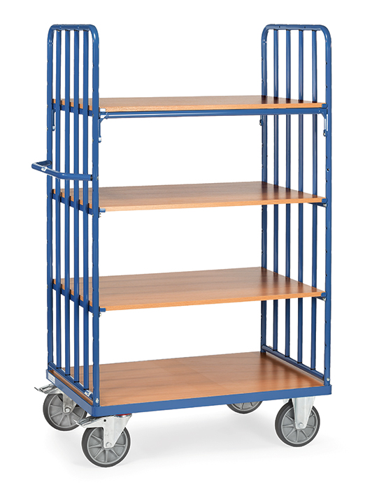 8312-64db3d Etagenwagen - Stirnwände mit Rohrstreben - 4 Ladeflächen - Tragkraft 600 kg