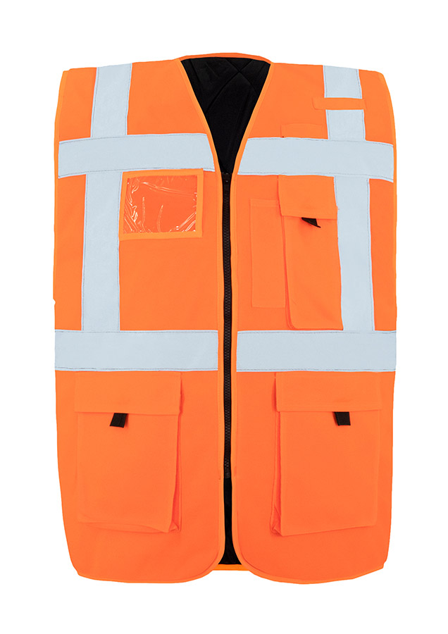 Korntex® Gefütterte Warnweste Comfort-Fit „Wismar“ - Schwarz - XL