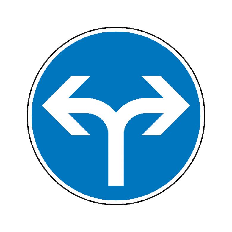 Verkehrszeichen - StVO - Vorgeschriebene Fahrtrichtung links und rechts - 2 Größen