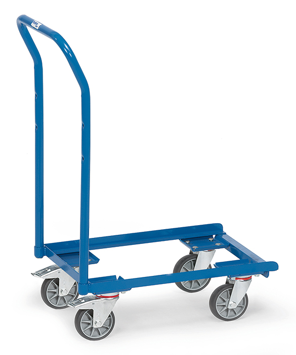 13587-d70e45 Eurokasten-Roller mit Schiebebügel - Ladefläche 605 x 405 mm - Höhe 182 mm - offener Rahmen ohne Rand