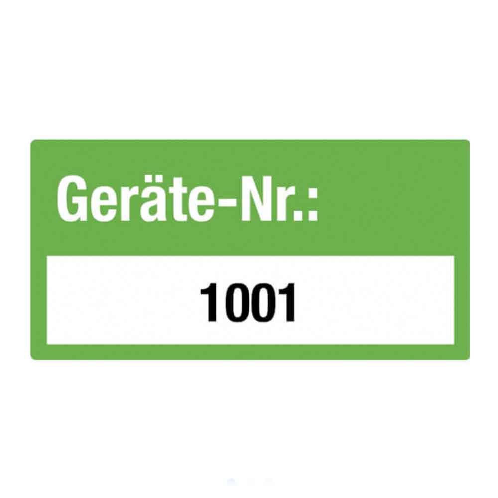 Inventar-Etikett - Geräte-Nr.: - fortlaufend nummeriert 1001-2000 - VOID-Folie auf Rolle