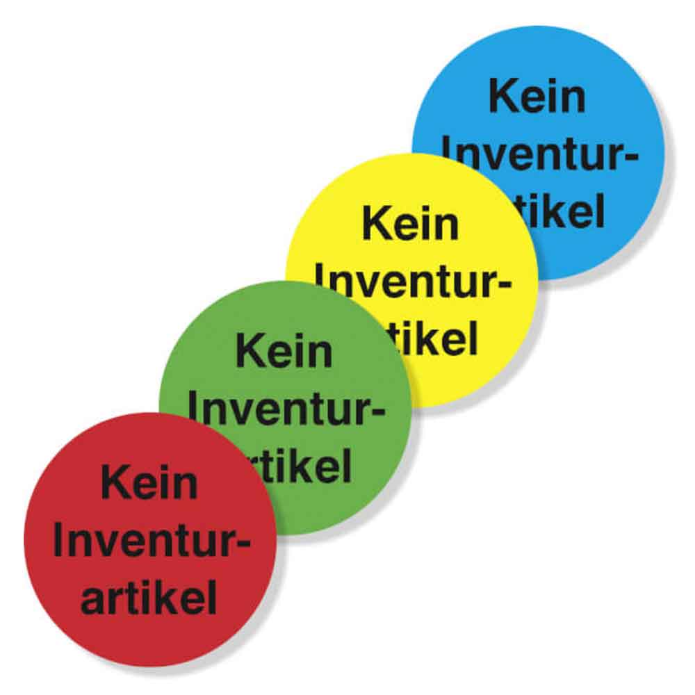 Inventur-Etiketten - Text: Kein Inventurartikel - in 4 Farben