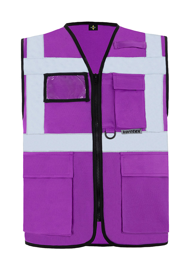 Korntex® Warnweste „Berlin“ - Multifunktional mit Taschen - Waldgrün/Signal-Gelb - XXL