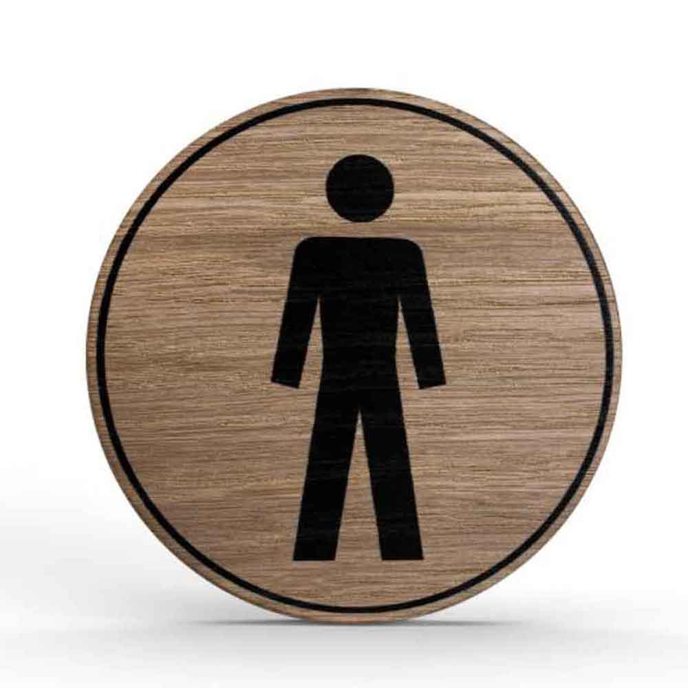 Tello Wood Türschild rund - stilvolles Türschild aus Holz - verschiedene Symbole in Holzfarbe