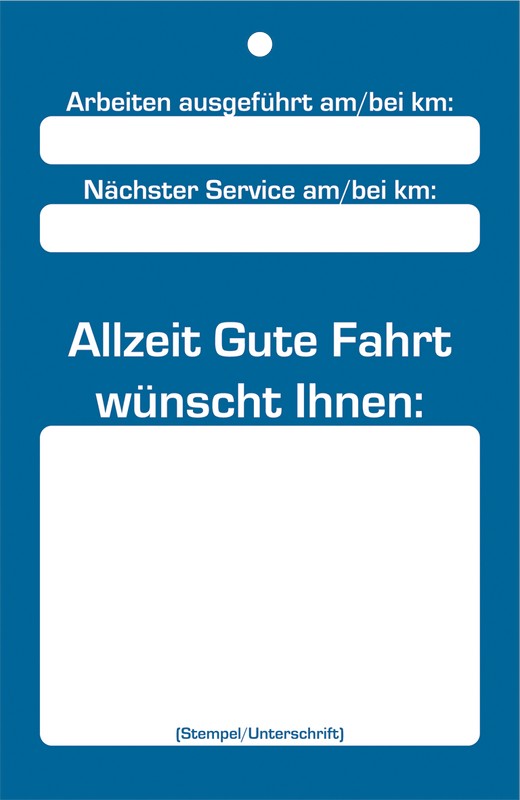 Kundendienst-Motorraumschild "Service-Checkliste"