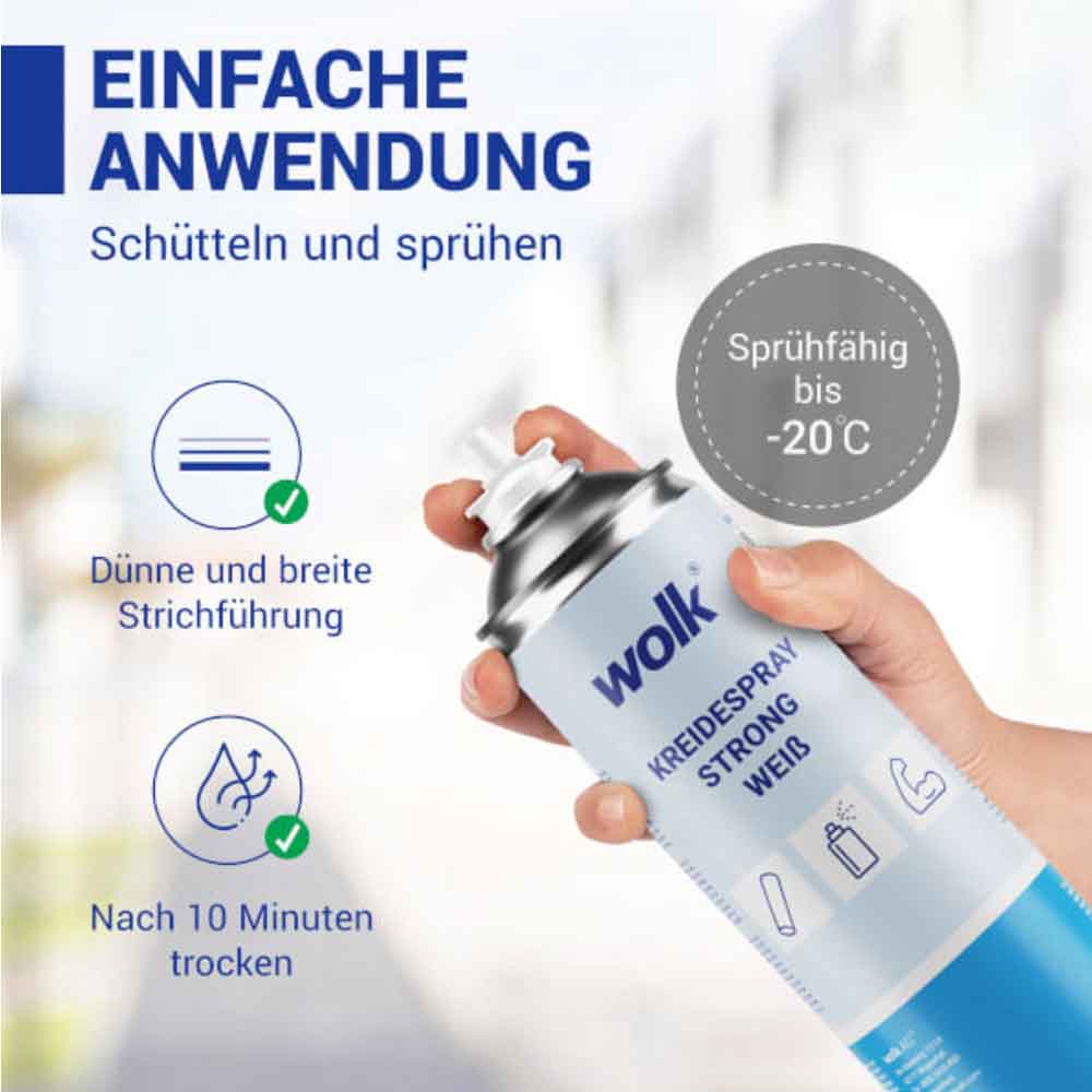 Kreidespray Basic und Strong für kurz- oder langhaltende Markierungen Kreidespray Basic und Strong für kurz- oder langhaltende Markierungen