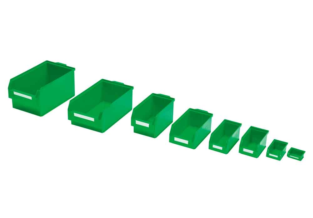 rasterplankaesten-uebersicht-gruen-5f6b8c RasterPlan® - Lagersichtkasten für Schlitzplatten - Größe 3 - 350 x 200 x 200 mm - 6 Farben
