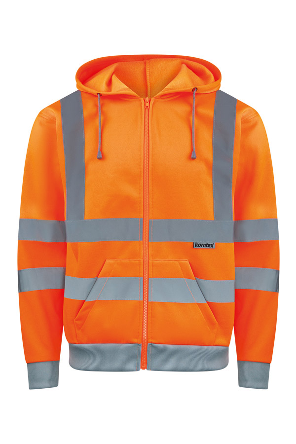 Korntex® Hi-Vis Zipper Hoodie „Galway“ - Signal-Orange - 3XL
