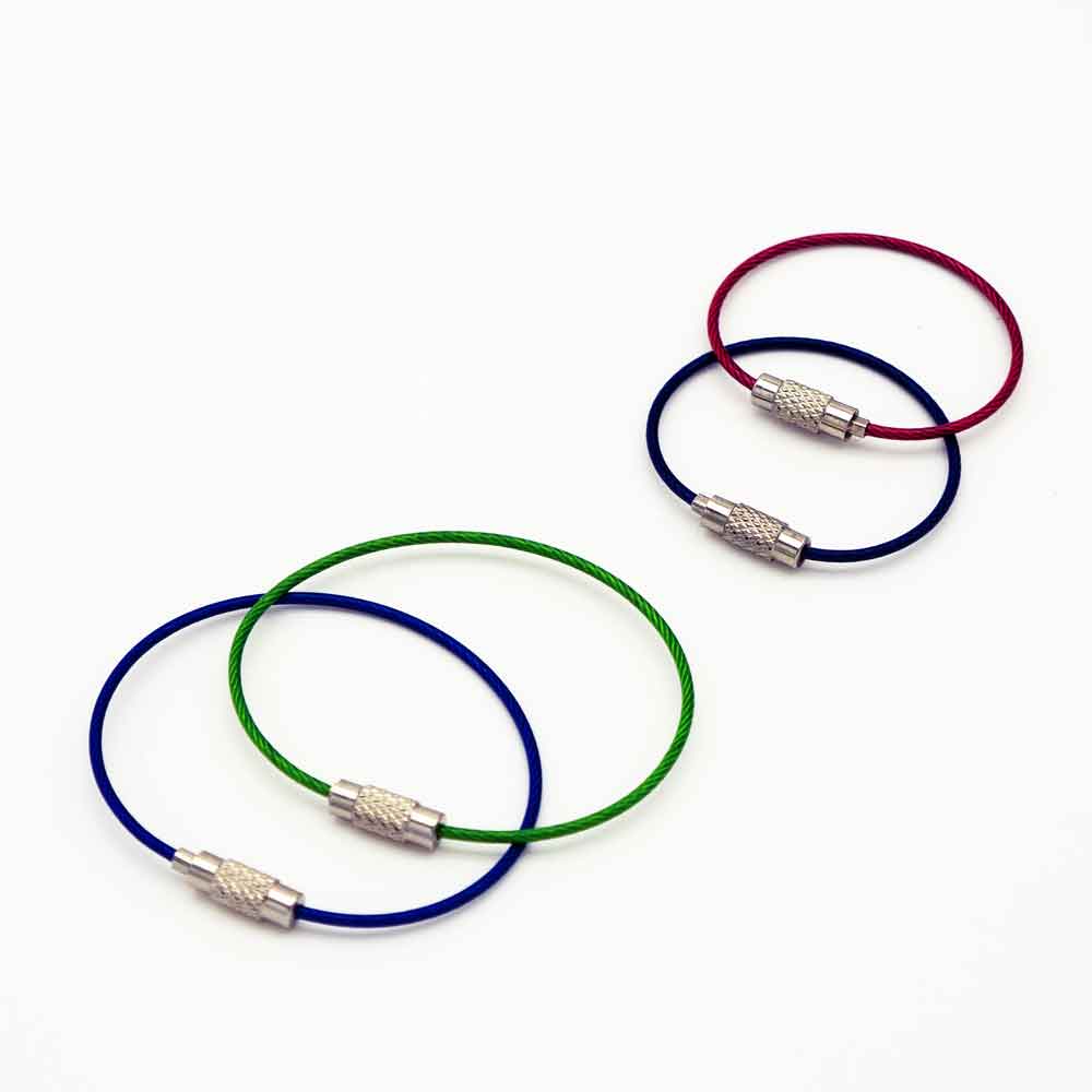 Drahtseil-Stahlband - mit Schraubverschluss - in 2 Längen und 5 Farben