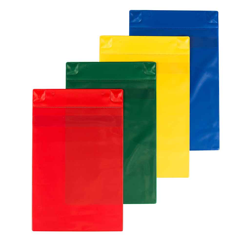 Magnet Taschen mit Regenschutzklappe - aus PVC - DIN A4 hoch und quer - 4 Farben