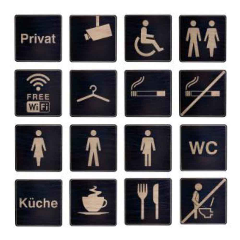 Tello Wood Türschild eckig - stilvolles Türschild aus Holz - verschiedene Symbole in Holzfarbe Tello Wood Türschild eckig - stilvolles Türschild aus Holz - verschiedene Symbole in Holzfarbe