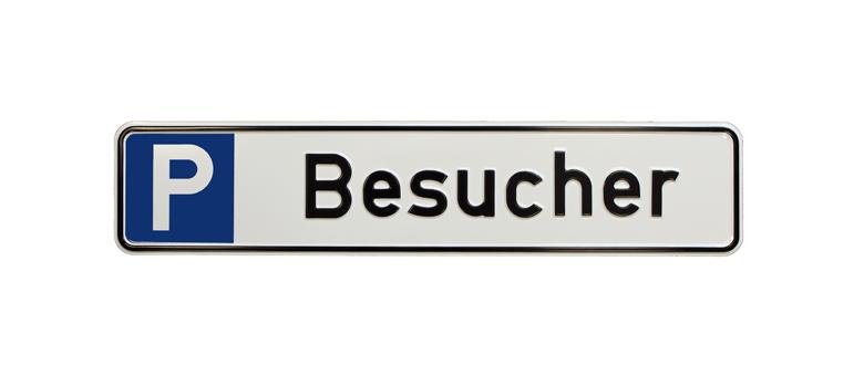 Parkplatzschild - Symbol: P - Text: Besucher