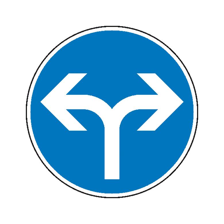 Verkehrszeichen - StVO - Vorgeschriebene Fahrtrichtung links und rechts - 2 Größen