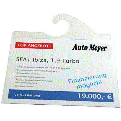 Preisblatthalter DIN A4 quer mit Befestigungshaken