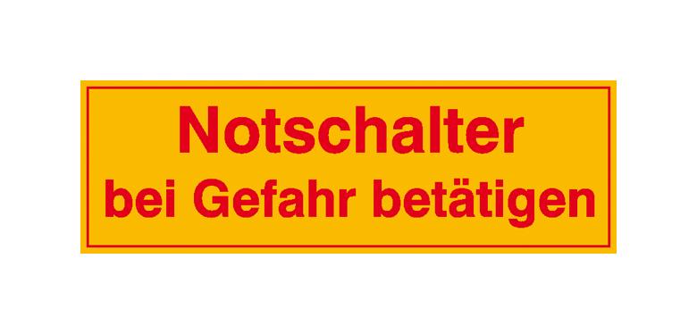 Hinweisschild - Elektrotechnik - Notschalter bei Gefahr betätigen