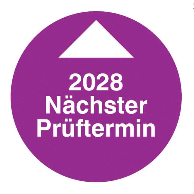 Prüfplakette - Nächster Prüftermin - Jahresplakette in Jahresfarbe Dokumentenfolie