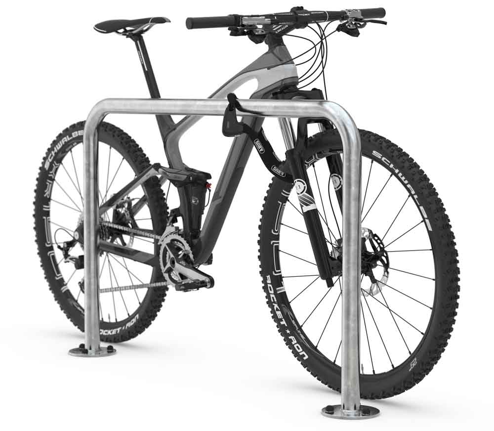 Fahrrad-Anlehnbügel 9100 - aus Stahl oder Edelstahl - zum Einbetonieren Fahrrad-Anlehnbügel 9100 - aus Stahl oder Edelstahl - zum Einbetonieren