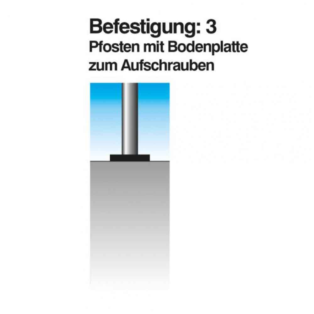 Aluminium-Absperrpfosten mit Reflexstreifen und Kettenkopf