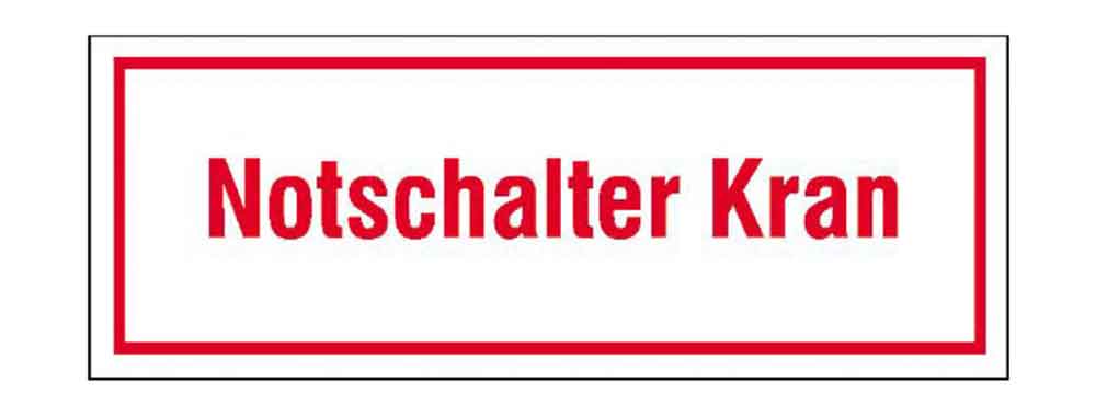 Hinweisschild zur Baustellenkennzeichnung - Notschalter Kran Hinweisschild zur Baustellenkennzeichnung - Notschalter Kran