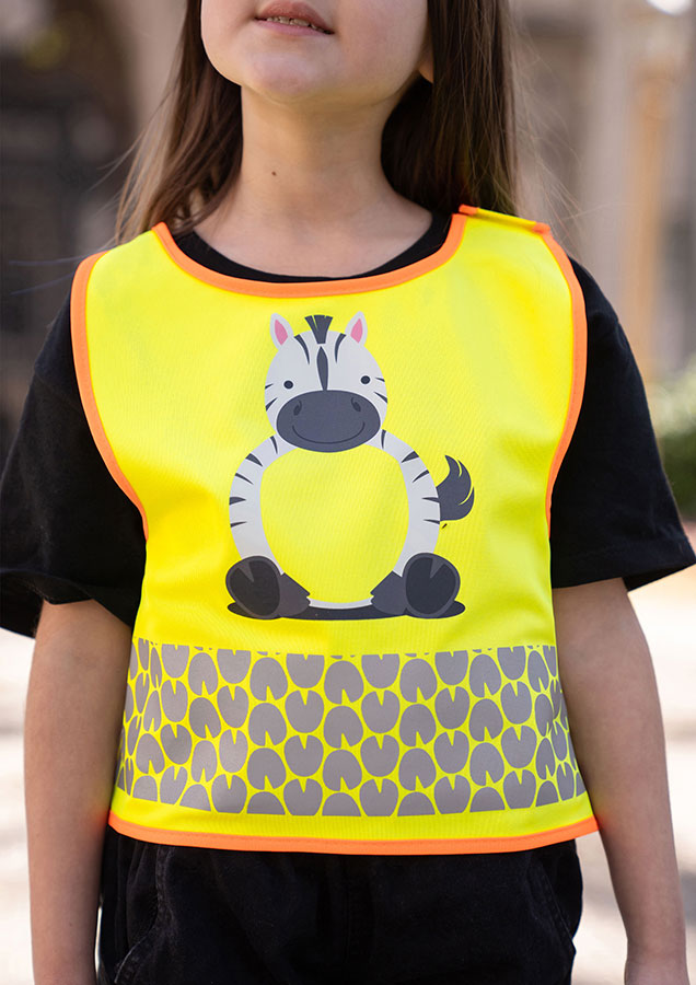 Korntex® Kinder Warnweste „Funtastic Wildlife“ - CO2 Neutral - Signal-Gelb/Einhorn - XXS