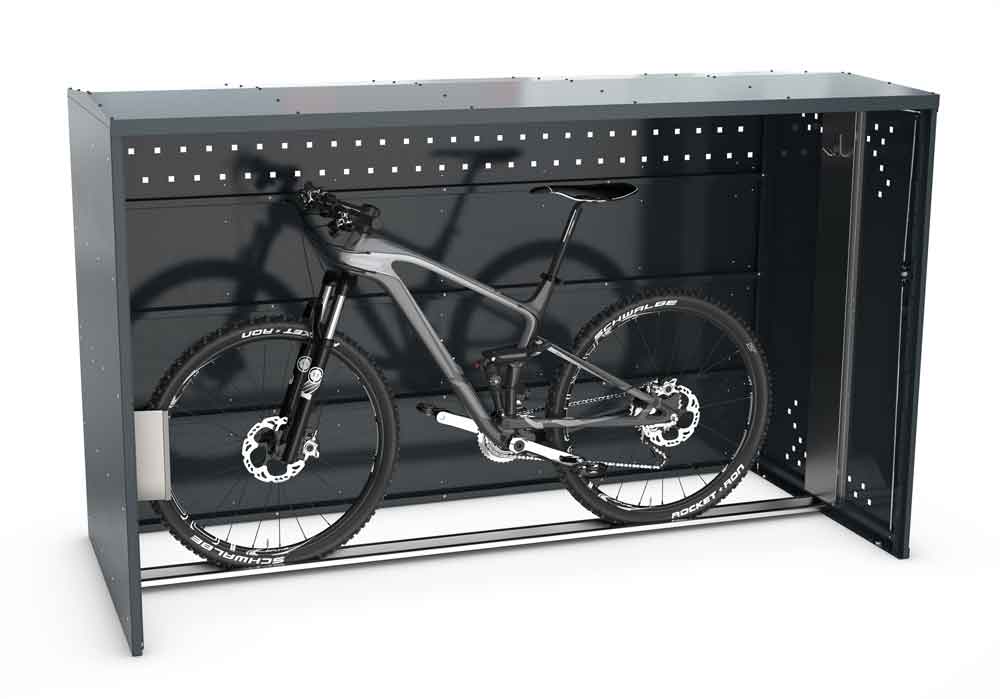 Fahrradgarage BikeBox 1 G - Stahlblechkonstruktion mit Giebeldach - Anthrazitgrau Fahrradgarage BikeBox 1 G - Stahlblechkonstruktion mit Giebeldach - Anthrazitgrau