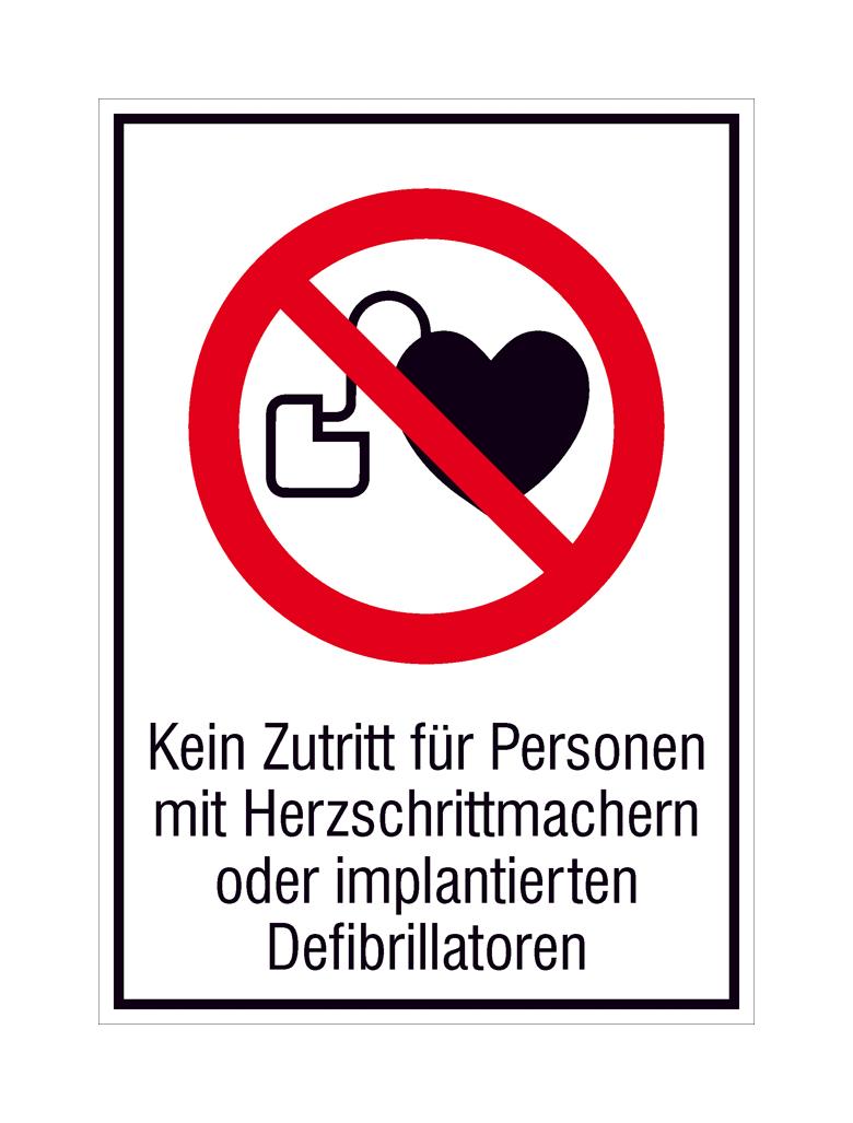 Verbots-Kombischild - Kein Zutritt für Personen mit Herzschrittmachern oder