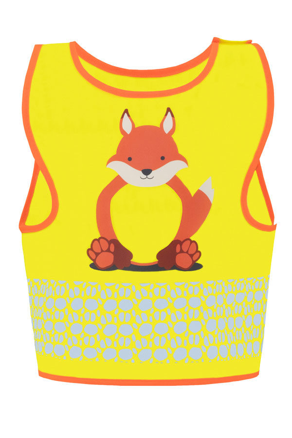 Korntex® Kinder Warnweste „Funtastic Wildlife“ - CO2 Neutral - Signal-Gelb/Einhorn - XXS