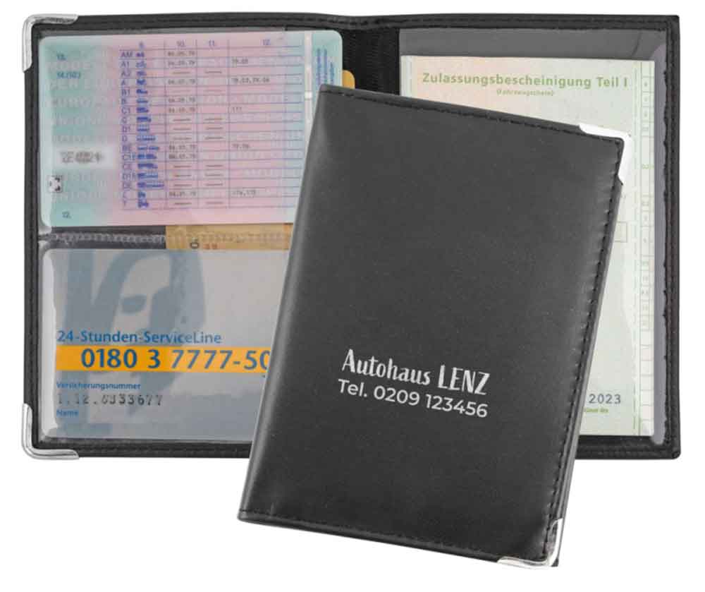 Ausweistasche "ODIN" - mit 2 Silberecken - in Schwarz Ausweistasche "ODIN" - mit 2 Silberecken - in Schwarz