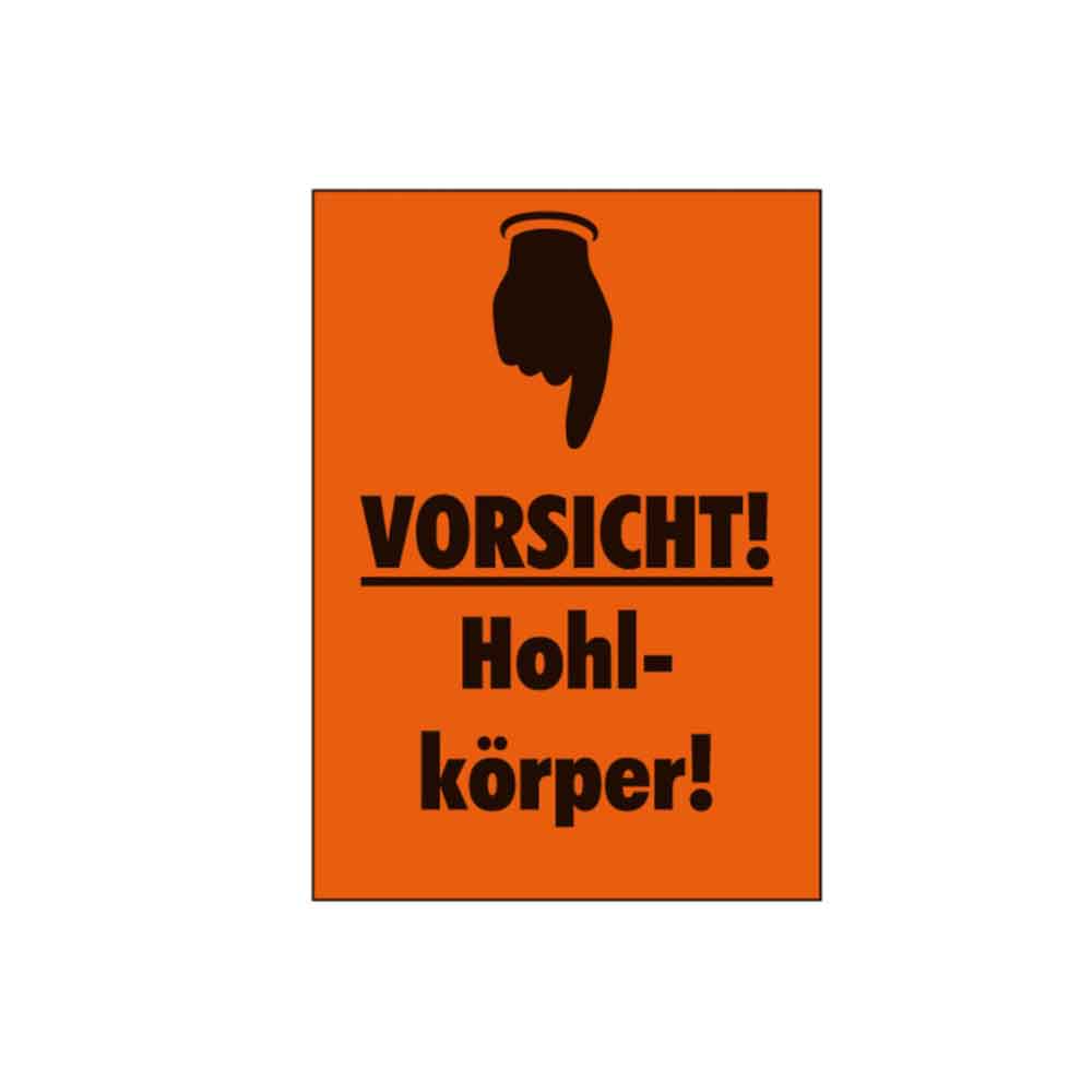 Verpackungsetikett - Symbol und Text: Vorsicht! Hohlkörper!