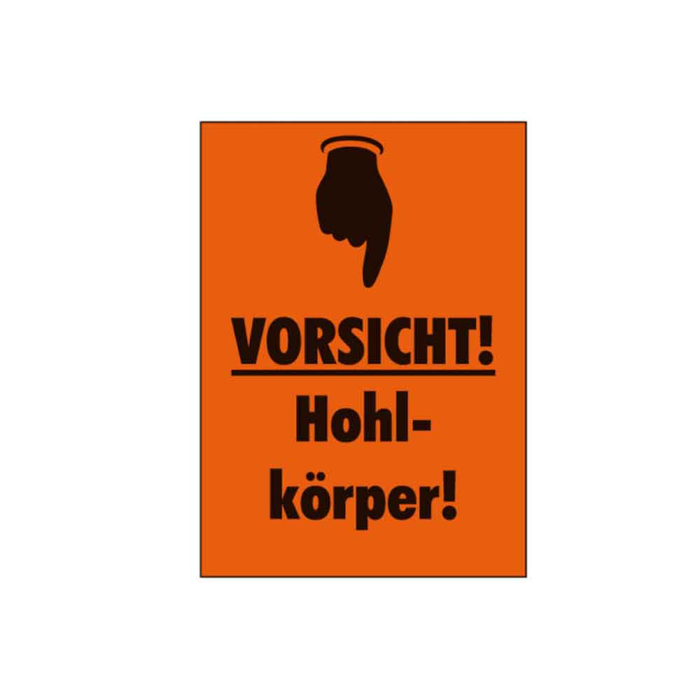 Verpackungsetikett - Symbol und Text: Vorsicht! Hohlkörper! Verpackungsetikett - Symbol und Text: Vorsicht! Hohlkörper!