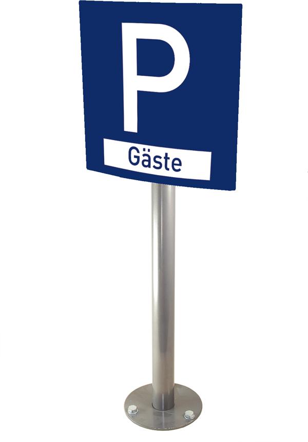 40-20-357-0-00-058-parkplatzschild-pacific-gewolbt-blau-weiss-mo1920-y-01-160e31 Parkplatzschild Pacific - gewölbt - mit Pfosten - Text nach Wahl