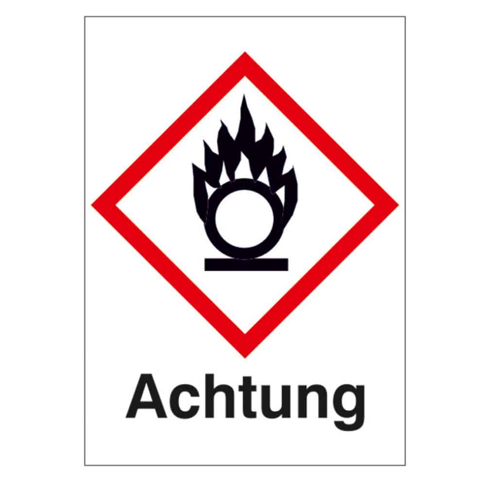 GHS-Gefahrstoffetikett - Kombischild mit Text: Achtung