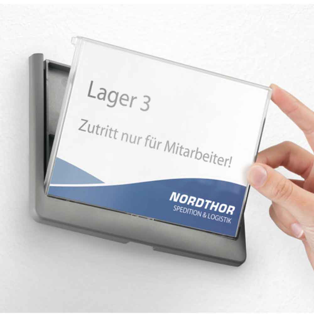 CLICK SIGN Türschild - hochwertiger Kunststoff - herausziehbares Sichtfenster - in 4 Größen