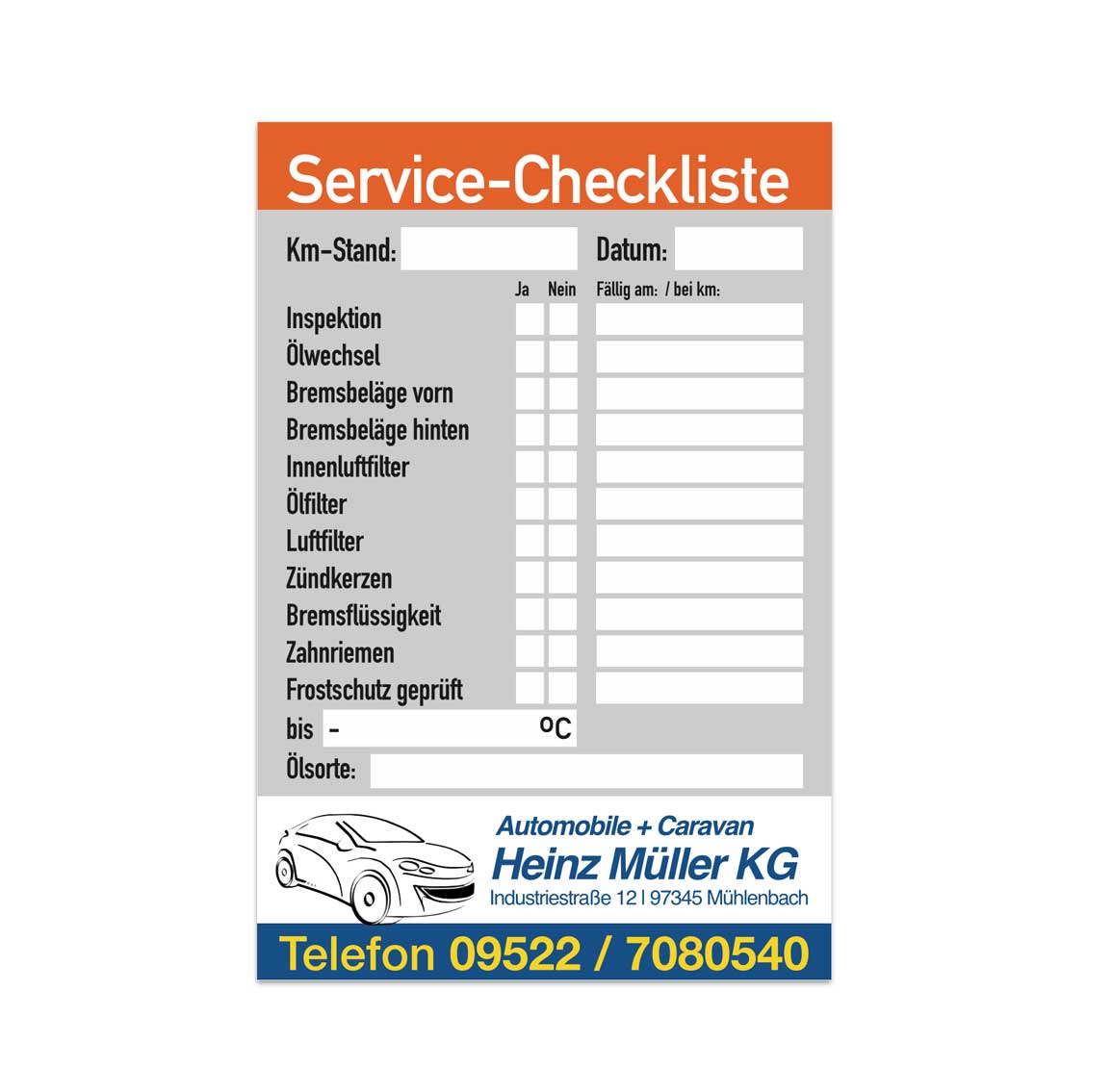 Service-Checkliste - aus PVC - mit Firmeneindruck - Hochformat